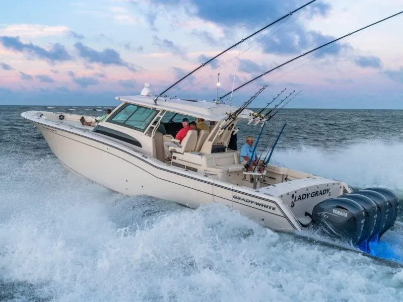 Slide: The Image of Grady-White Canyon 456 boat 2026 navigating rough seas. - 14