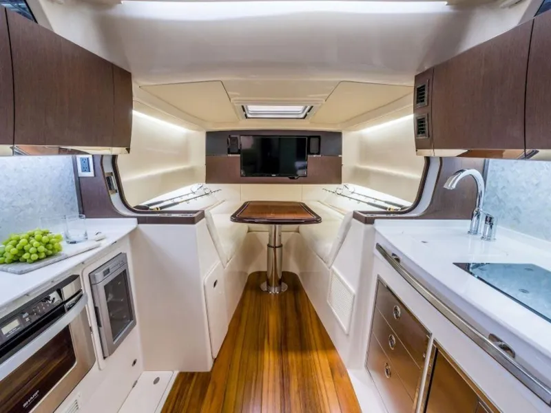Slide: The Image of Interior of Grady-White Canyon 456 yacht, luxurious and modern, year 2026. - 19