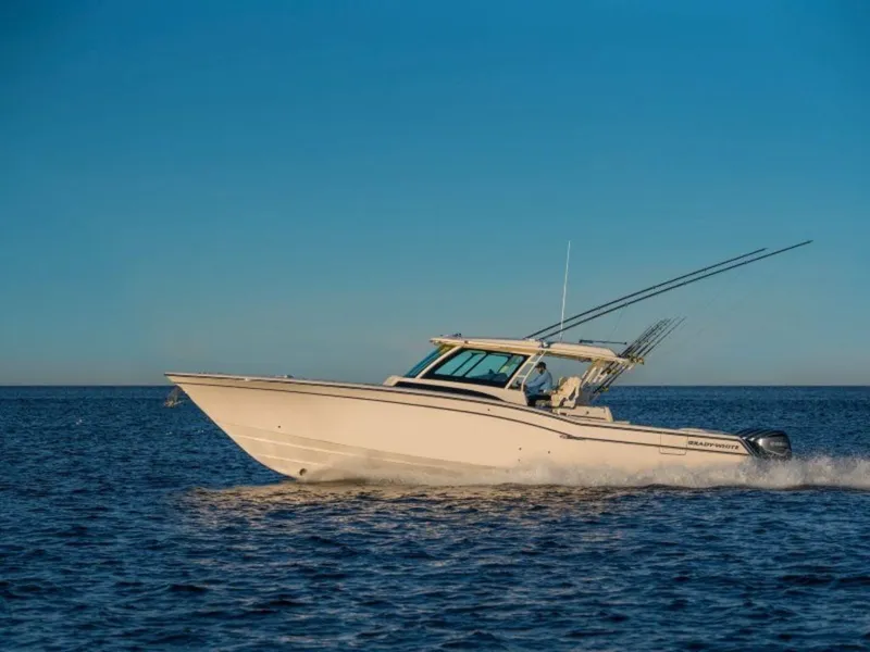 Slide: The Image of Grady-White Canyon 456 boat 2026 on open sea. - 2