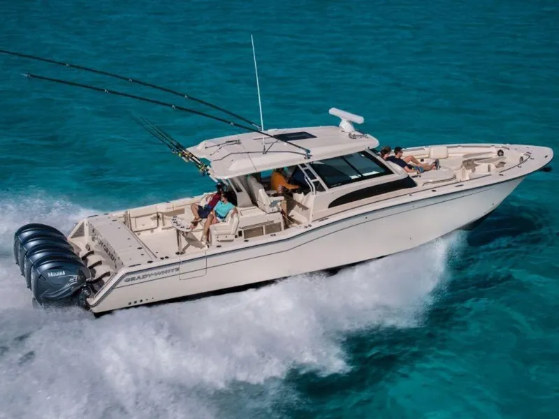 Slide: The Image of Grady-White Canyon 456 boat 2026 on blue water. - 6