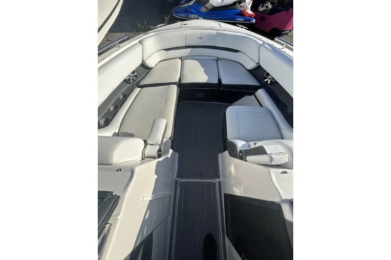 Slide: The Image of 2017 Regal 2900 Bowrider boat interior with spacious seating and sleek design. - 11