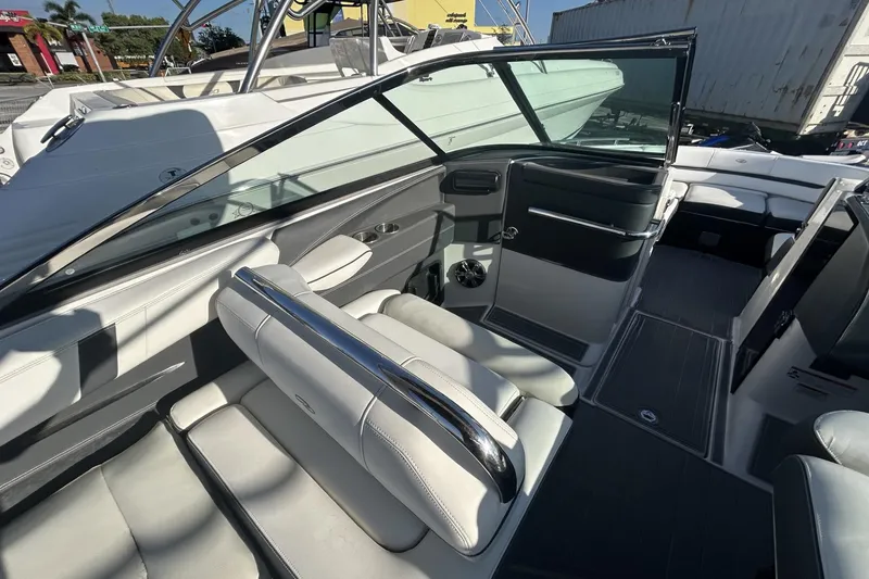 Slide: The Image of 2017 Regal 2900 Bowrider interior with sleek seating and modern design. - 9