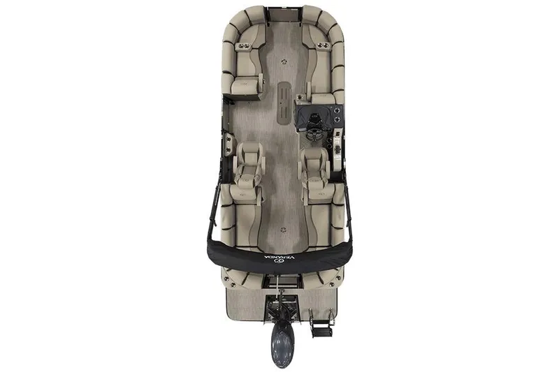 Slide: The Image of Top view of 2026 Veranda Relax VR235RCP pontoon boat with spacious seating and modern design. - 7