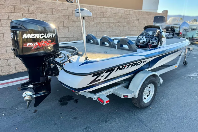 Slide: The Image of 2015 Nitro Z-7 boat with Mercury Pro XS engine on trailer. - 6