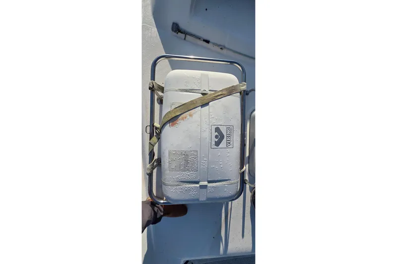 Slide: The Image of Life raft on Leopard 47 yacht, secured with straps, 2004 model. - 26