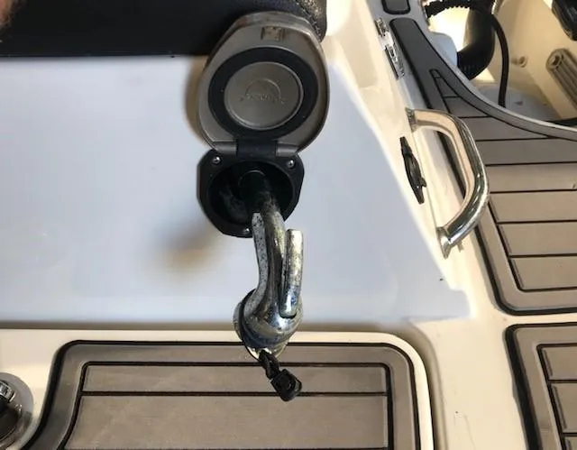 Slide: The Image of Sea Ray SPX 190 OB 2022 boat hook and deck detail. - 16