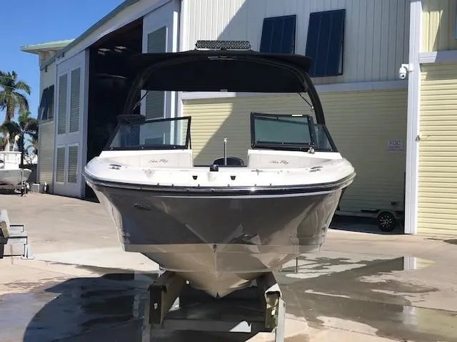 Slide: The Image of 2022 Sea Ray SPX 190 OB boat in marina, front view. - 5