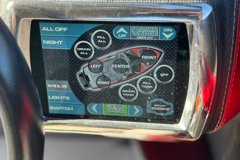 Slide: The Image of Control panel of a 2012 Malibu Wakesetter 21 VLX boat, displaying various settings. - 28