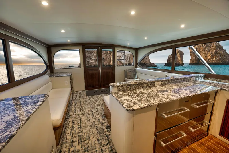 Slide: The Image of Luxurious interior of 2004 Guthrie 60 Custom Carolina yacht with ocean view and elegant design. - 17
