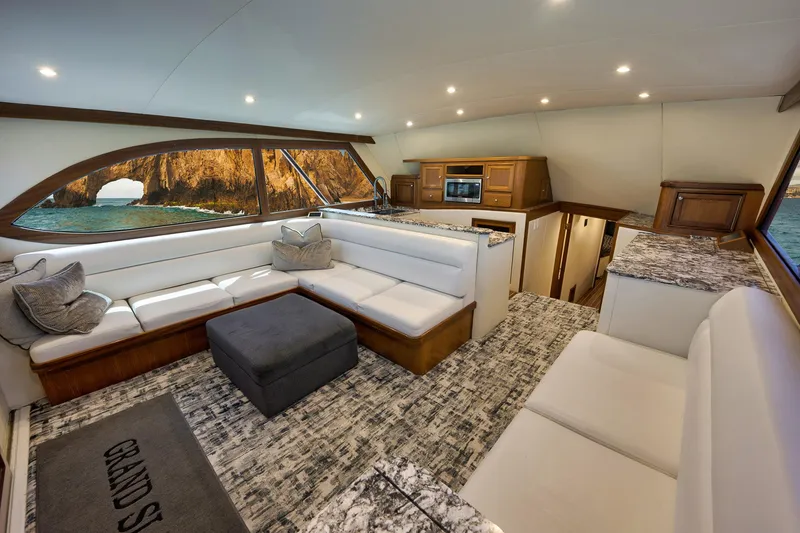 Slide: The Image of Luxurious interior of 2004 Guthrie 60 Custom Carolina yacht with elegant seating and ocean view. - 6