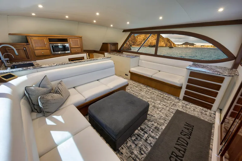 Slide: The Image of Luxurious interior of 2004 Guthrie 60 Custom Carolina yacht with elegant seating and ocean view. - 9
