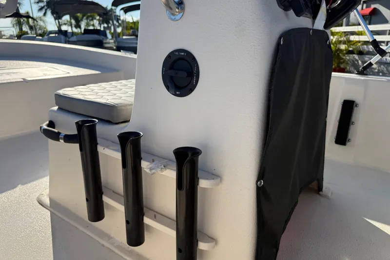 Slide: The Image of Suzuki motor label on Carolina Skiff E20 JVX CC, 2026 model. - 19