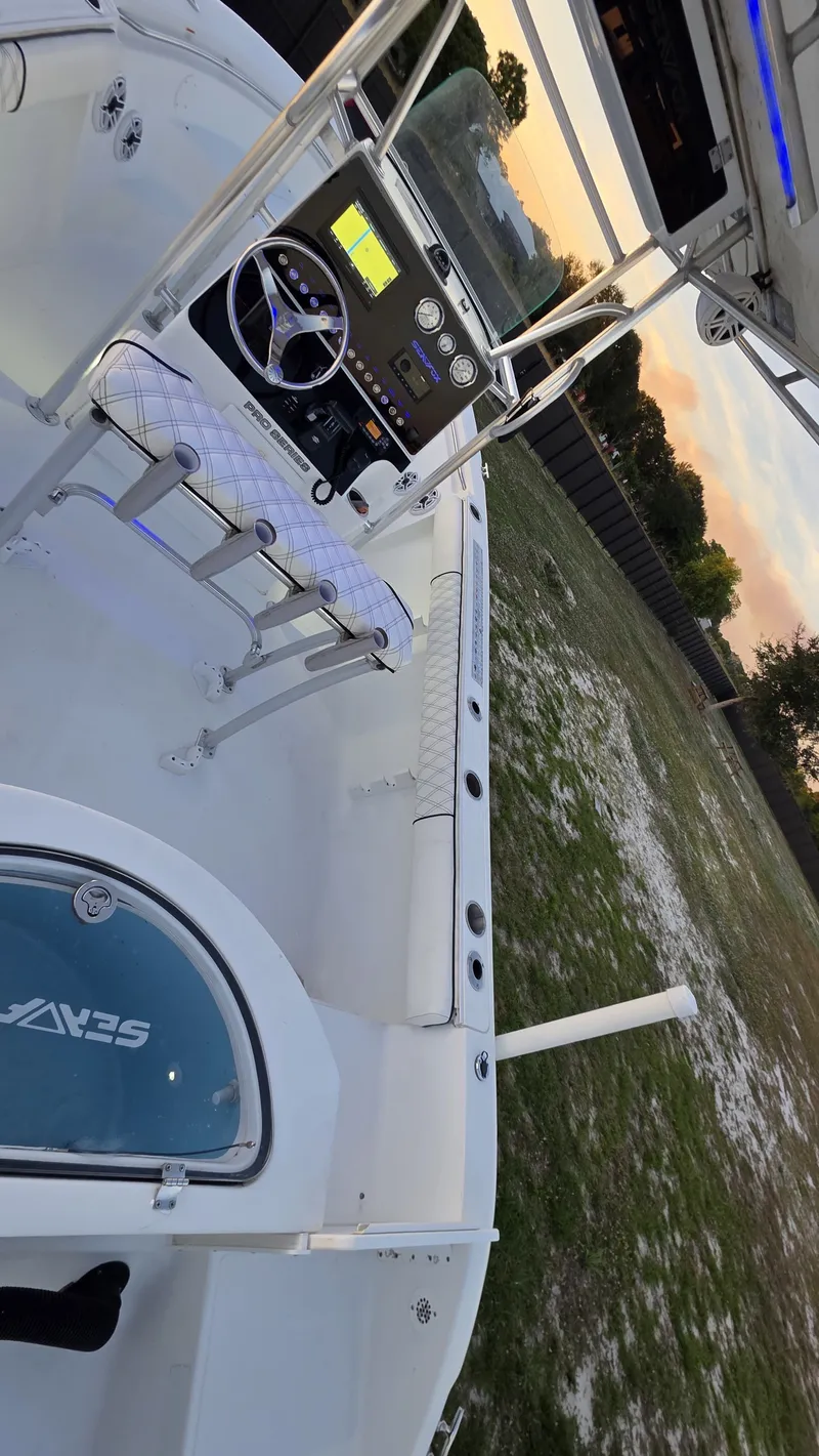 Slide: The Image of Interior view of a 2008 Sea Fox 216 boat at sunset. - 3