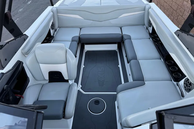 Slide: The Image of 2023 Axis T220 boat interior with spacious seating and modern design. - 17