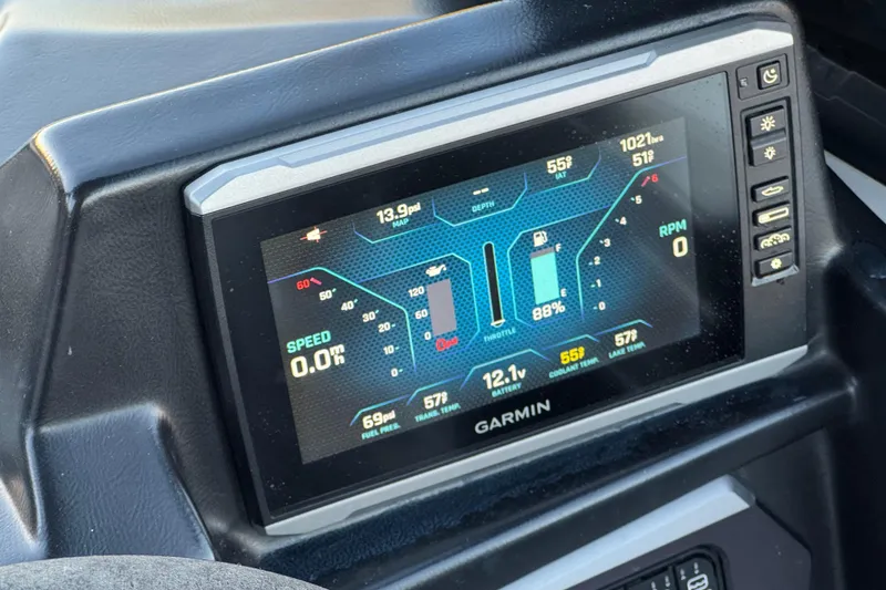 Slide: The Image of Dashboard display of a 2023 Axis T220 boat showing speed, RPM, and fuel levels. - 30