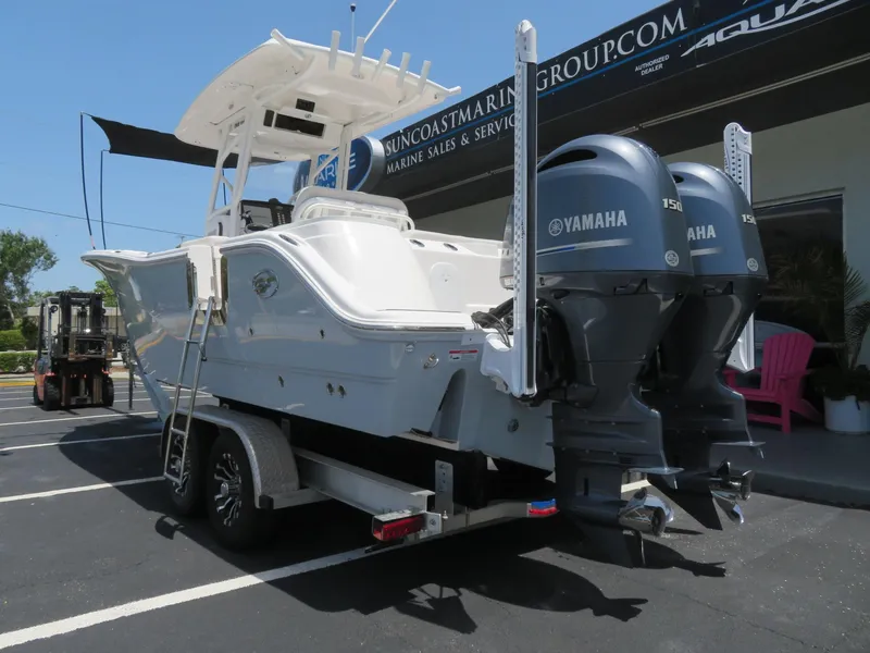 Slide: The Image of 2022 Sea Fox 268 Commander with Yamaha engines on trailer. - 17