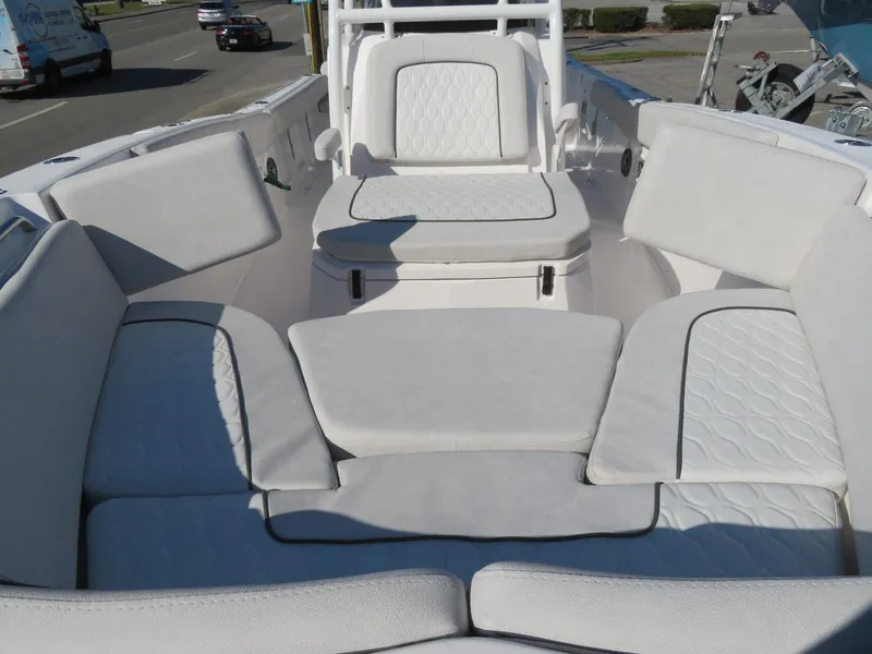 Slide: The Image of Interior view of 2022 Sea Fox 268 Commander with white upholstery. - 32