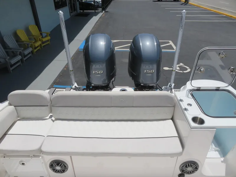 Slide: The Image of Rear view of 2022 Sea Fox 268 Commander with twin outboard engines. - 41