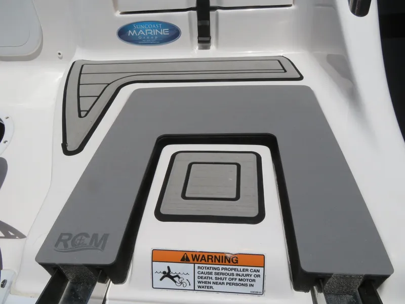 Slide: The Image of Sea Fox 268 Commander 2022 boat deck with warning label. - 46