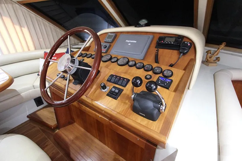 Slide: The Image of Luxurious interior of 2006 Navigator 5400 yacht salon desk - 14