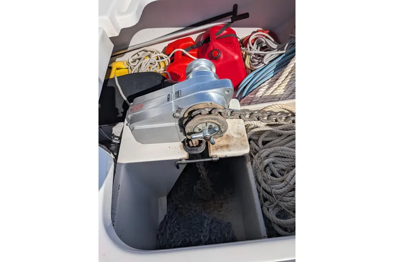 Slide: The Image of Anchor winch and ropes on 2012 Fountaine Pajot Lipari catamaran deck. - 51