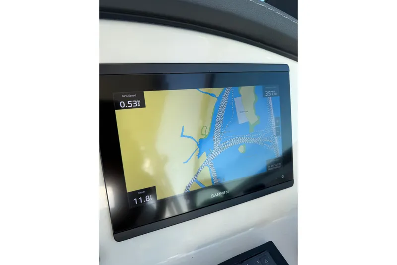 Slide: The Image of Garmin GPS display on 2020 Boston Whaler 270 Vantage boat dashboard. - 23
