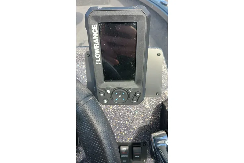 Slide: The Image of Lowrance fish finder on 2026 Ranger VS1665SC boat dashboard. - 12