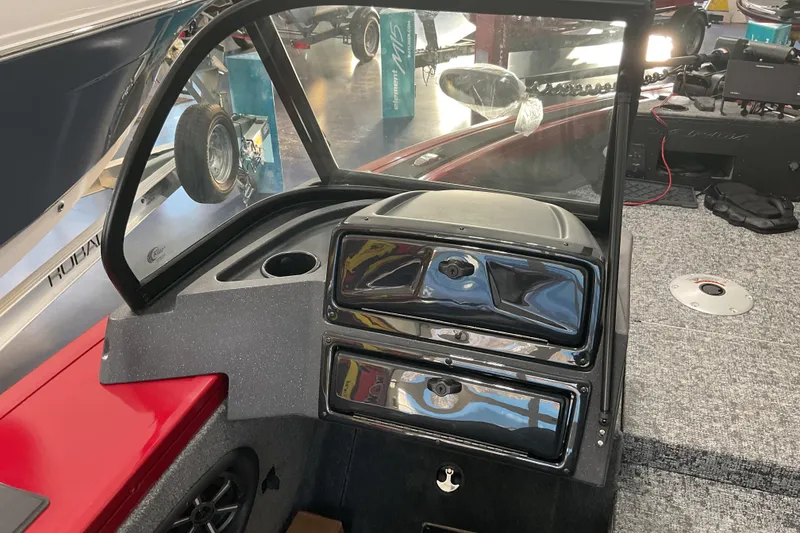 Slide: The Image of 2026 Tracker Targa V-19 Combo boat interior with dashboard and windshield. - 9