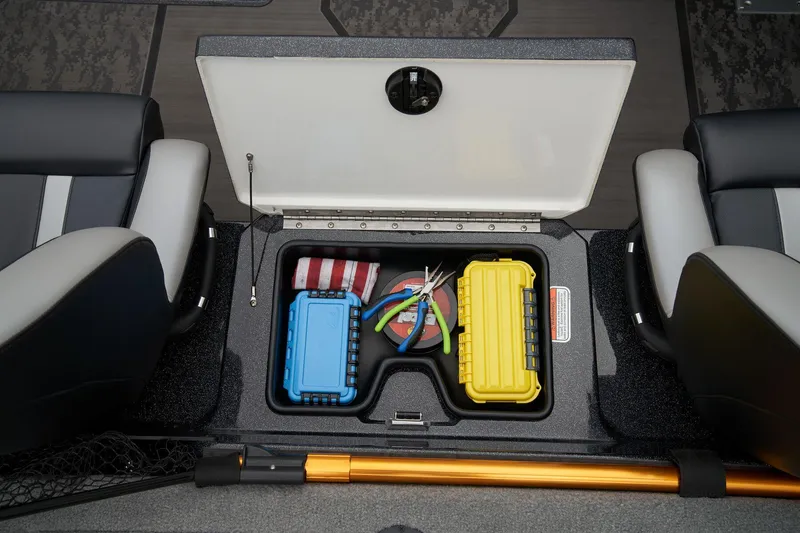 Slide: The Image of 2026 Nitro Z20 XL Pro boat interior with carpeted deck and seating. - 53