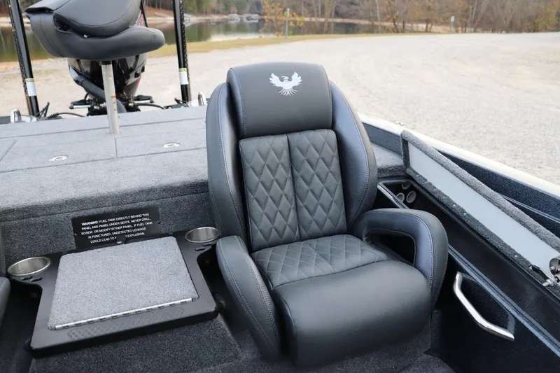 Slide: The Image of 2026 Phoenix 721 ZXL boat seat with diamond-stitched leather and cup holders. - 8