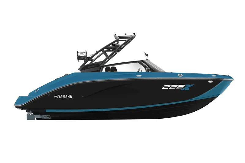 The Image of Manufacturer Provided Image: 2026 Yamaha Boats 222XD, sleek black and blue design, side view. - 0