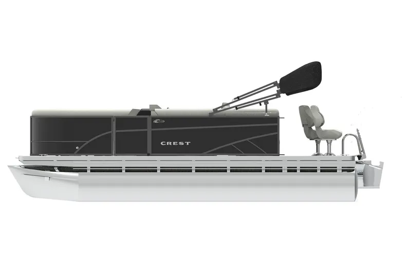 The Image of 2026 Crest Conquest SE 200 Fish pontoon boat, side view, sleek design. - 0