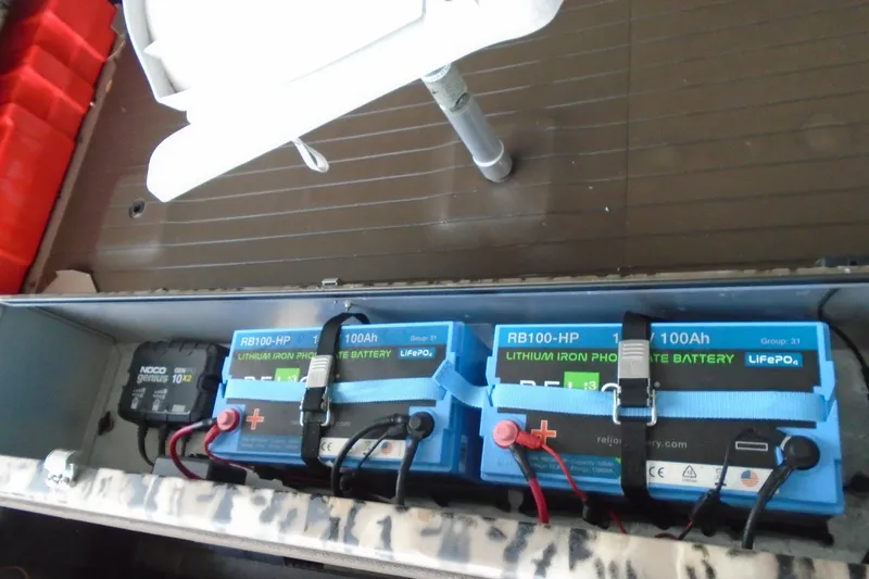 Slide: The Image of 2021 Pro-Drive SBX Series 17' boat with lithium iron phosphate batteries installed. - 23