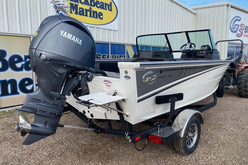 Slide: The Image of 2026 G3 Angler V1850 SF boat with Yamaha motor at BlackBeard Marine dealership. - 6