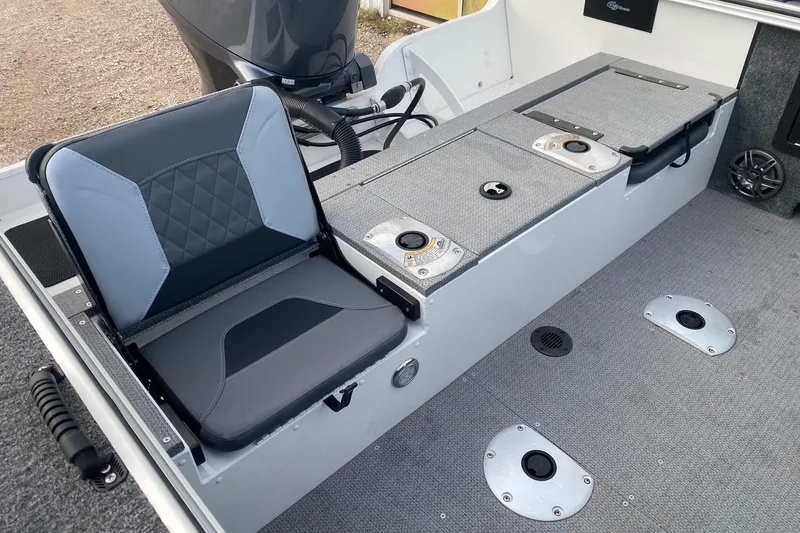 Slide: The Image of 2026 G3 Angler V1850 SF boat interior with seating and storage compartments. - 8