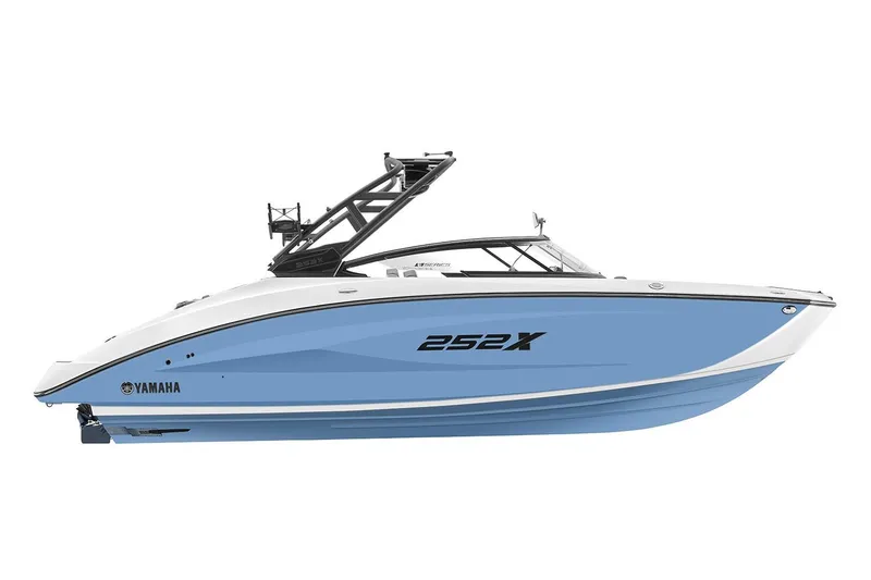 The Image of Manufacturer Provided Image: 2026 Yamaha Boats 252XE, sleek blue and white design, side view. - 0