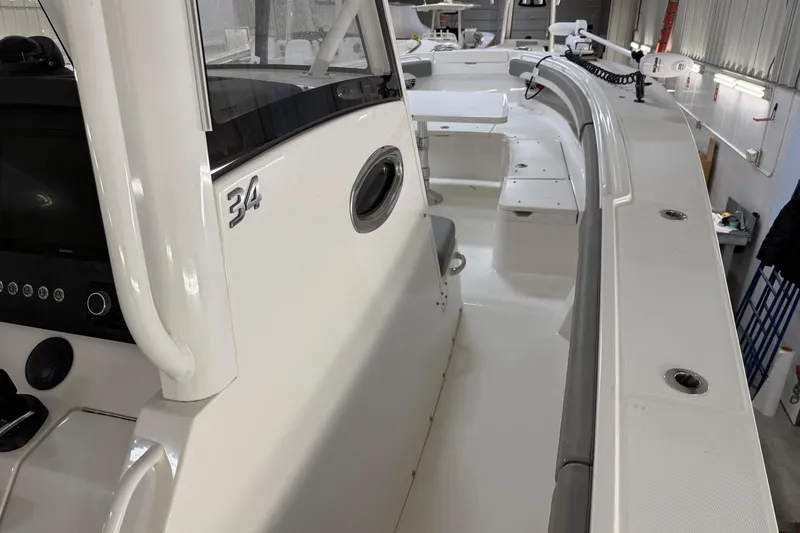 Slide: The Image of 2024 Regulator 34 boat interior, showcasing sleek design and spacious layout. - 34