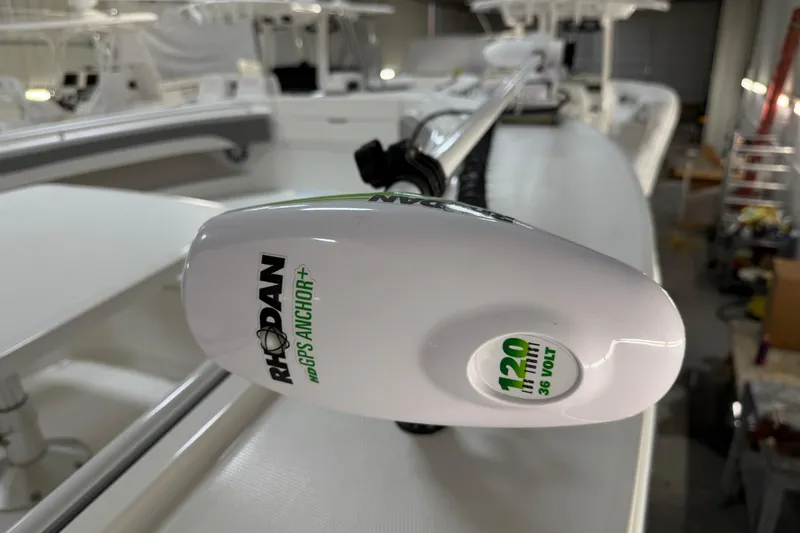 Slide: The Image of 2024 Regulator 34 boat with Rhodan GPS Anchor, 120 lb thrust, 36 volt system. - 42