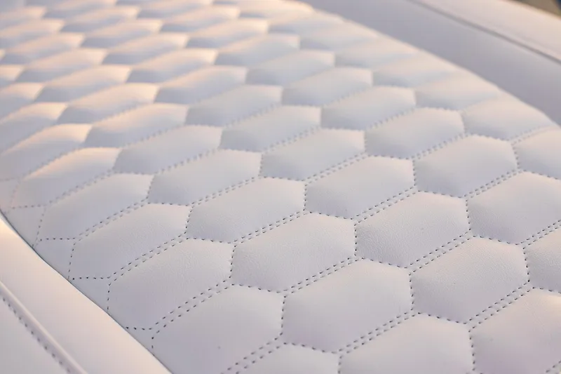 Slide: The Image of Quilted white leather upholstery on 2026 Yellowfin 36 Offshore boat seat. - 132