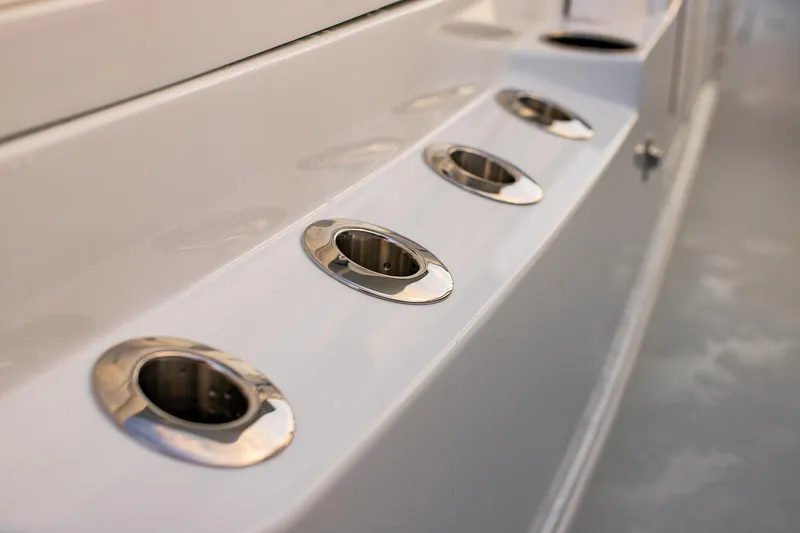 Slide: The Image of 2026 Yellowfin 36 Offshore boat with stainless steel cup holders. - 140