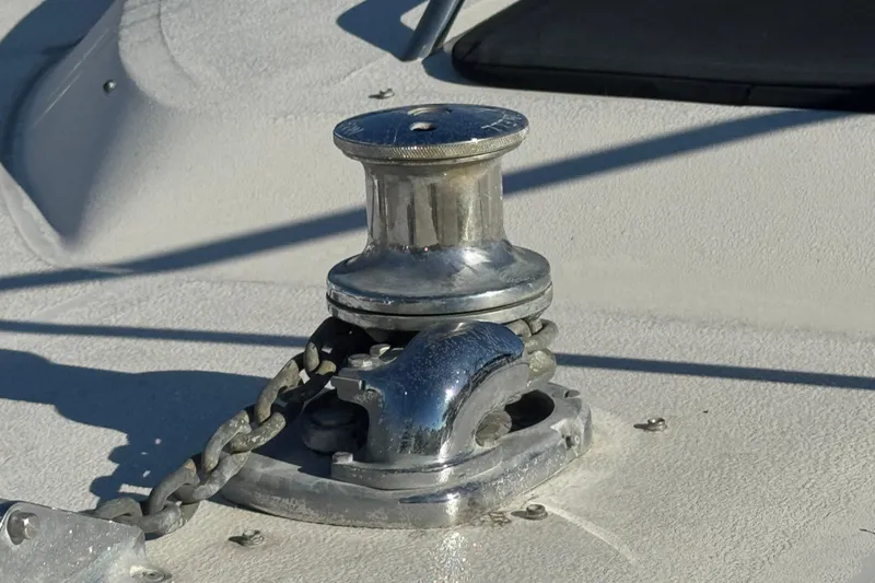 Slide: The Image of Anchor winch on 1990 Sea Ray 380 Aft Cabin boat deck. - 67