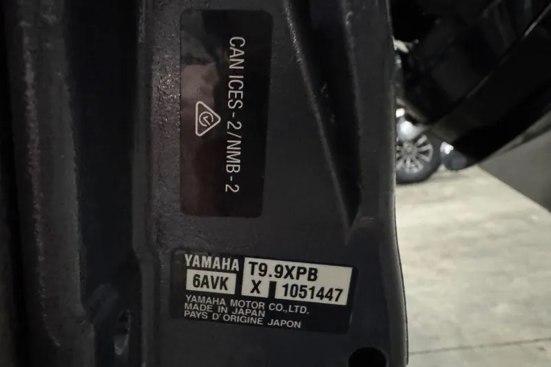 Slide: The Image of Label on Yamaha motor, model T9.9XPB, on 2008 North River 21 SEAHAWK boat. - 14