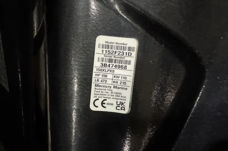 Slide: The Image of Label on Mercury Marine engine, model 150XLPS, for 2008 North River 21 SEAHAWK. - 5