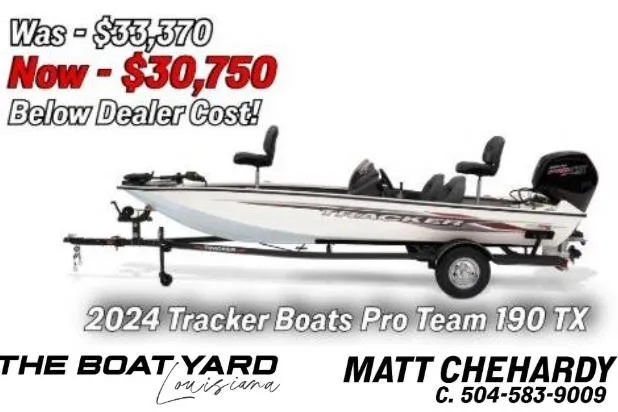The Image of 2024 Tracker Pro Team 190 TX boat on sale, priced at $30,750, below dealer cost. - 0