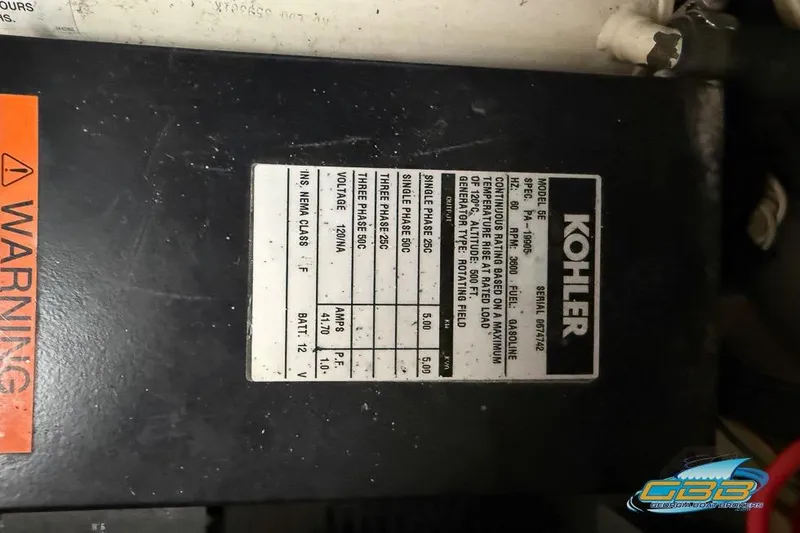 Slide: The Image of Kohler generator label on 2001 Chris-Craft 26 Constellation boat engine compartment. - 25