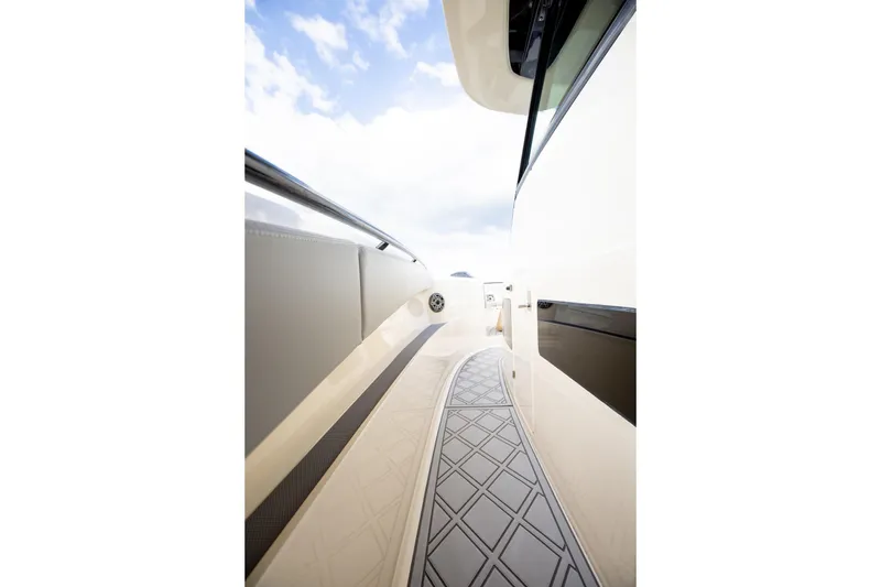 Slide: The Image of 2024 Scout 377 LXF yacht deck with sleek design and modern features. - 37