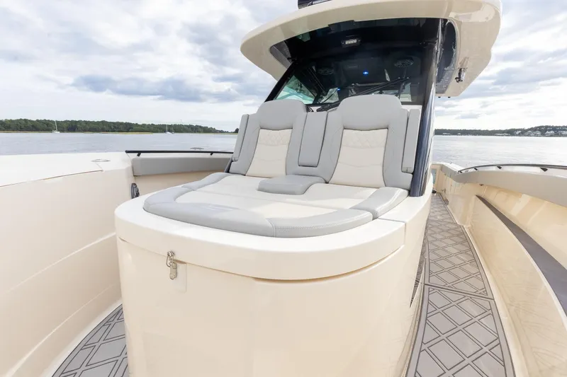 Slide: The Image of 2024 Scout 377 LXF luxury Sunpad forward of Console with Storage Below - 45