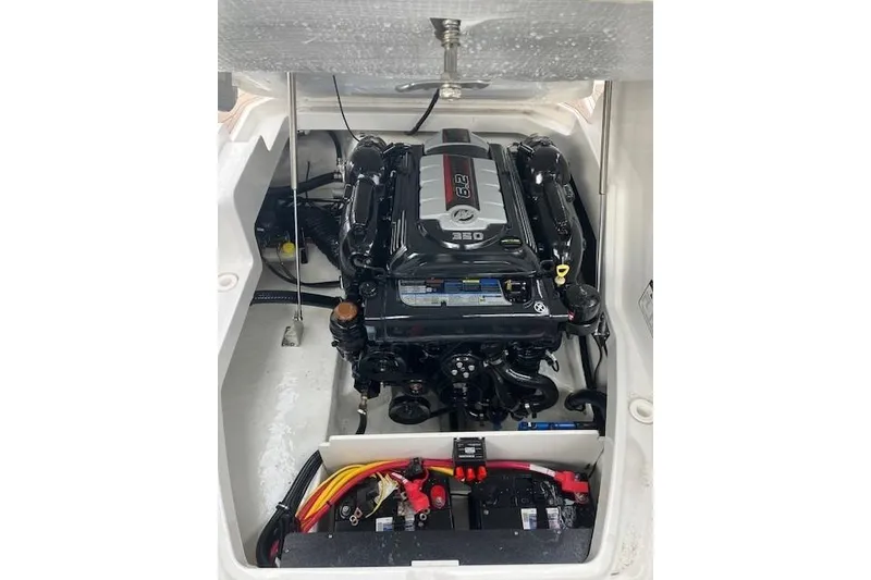 Slide: The Image of Engine compartment of 2024 Monterey 258SS Super Sport boat, featuring a powerful 6.2L engine. - 14