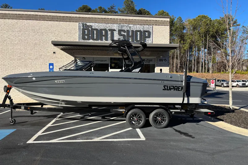 The Image of 2026 Supreme S240 boat on trailer outside The Boat Shop. - 0