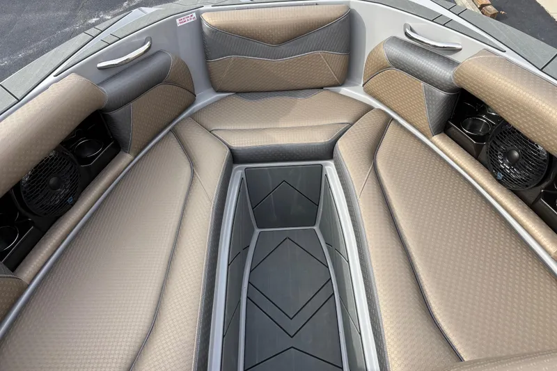 Slide: The Image of Luxurious interior of 2026 Supreme S240 boat with cushioned seating and sleek design. - 6